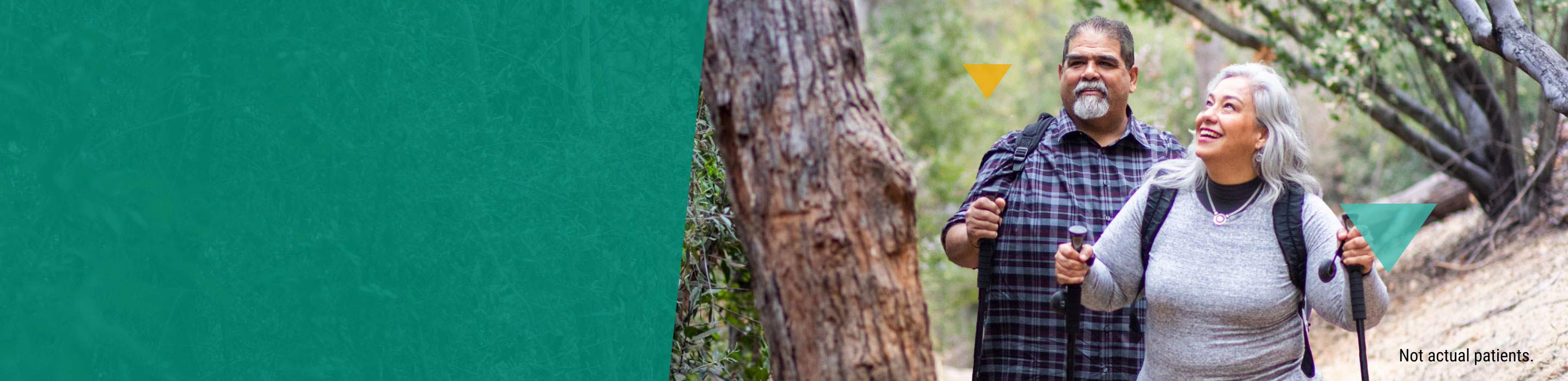 Middle-Aged Couple Hiking in the Forest Taking LOKELMA Banner